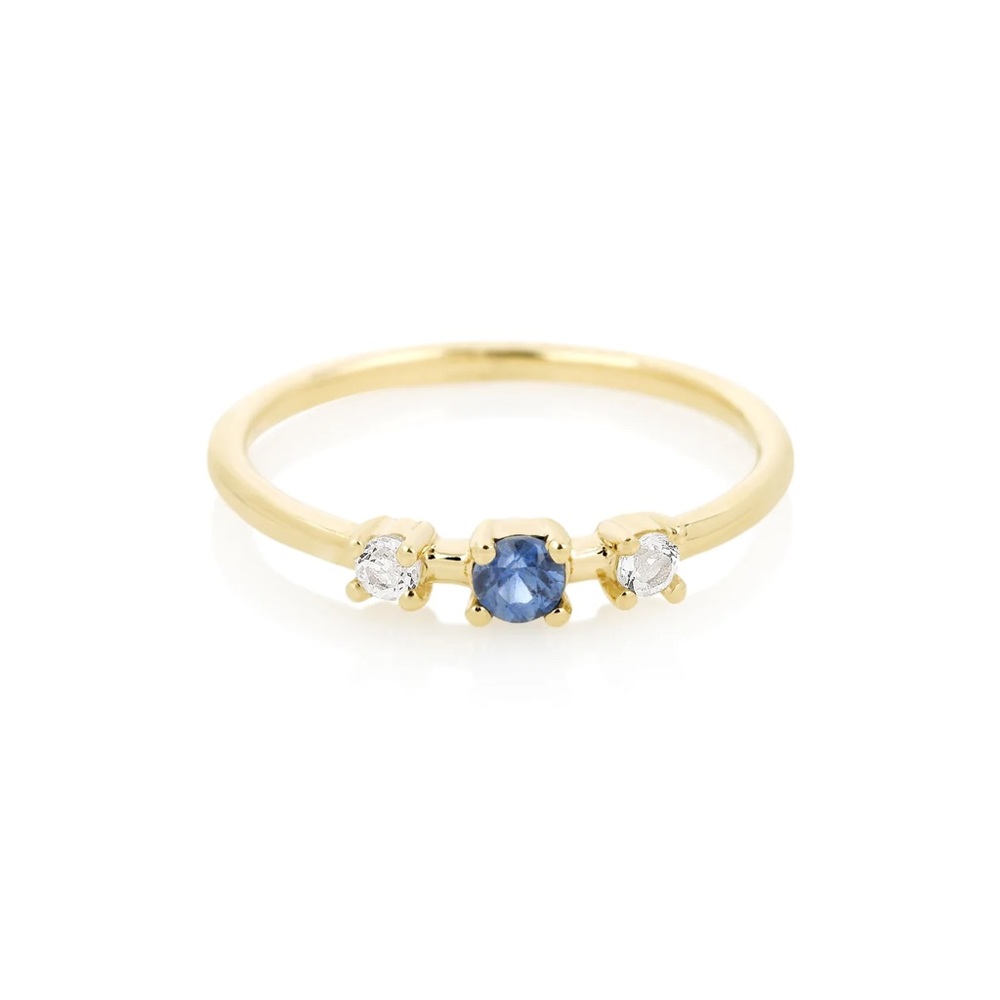Stone and Strand Tri Blue Sapphire and White Topaz Ring